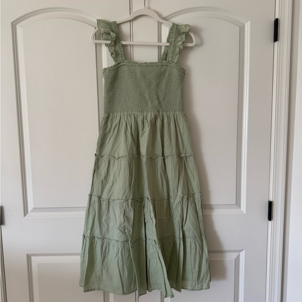 NWT J. Crew Light Green Ruffled Midi Dress